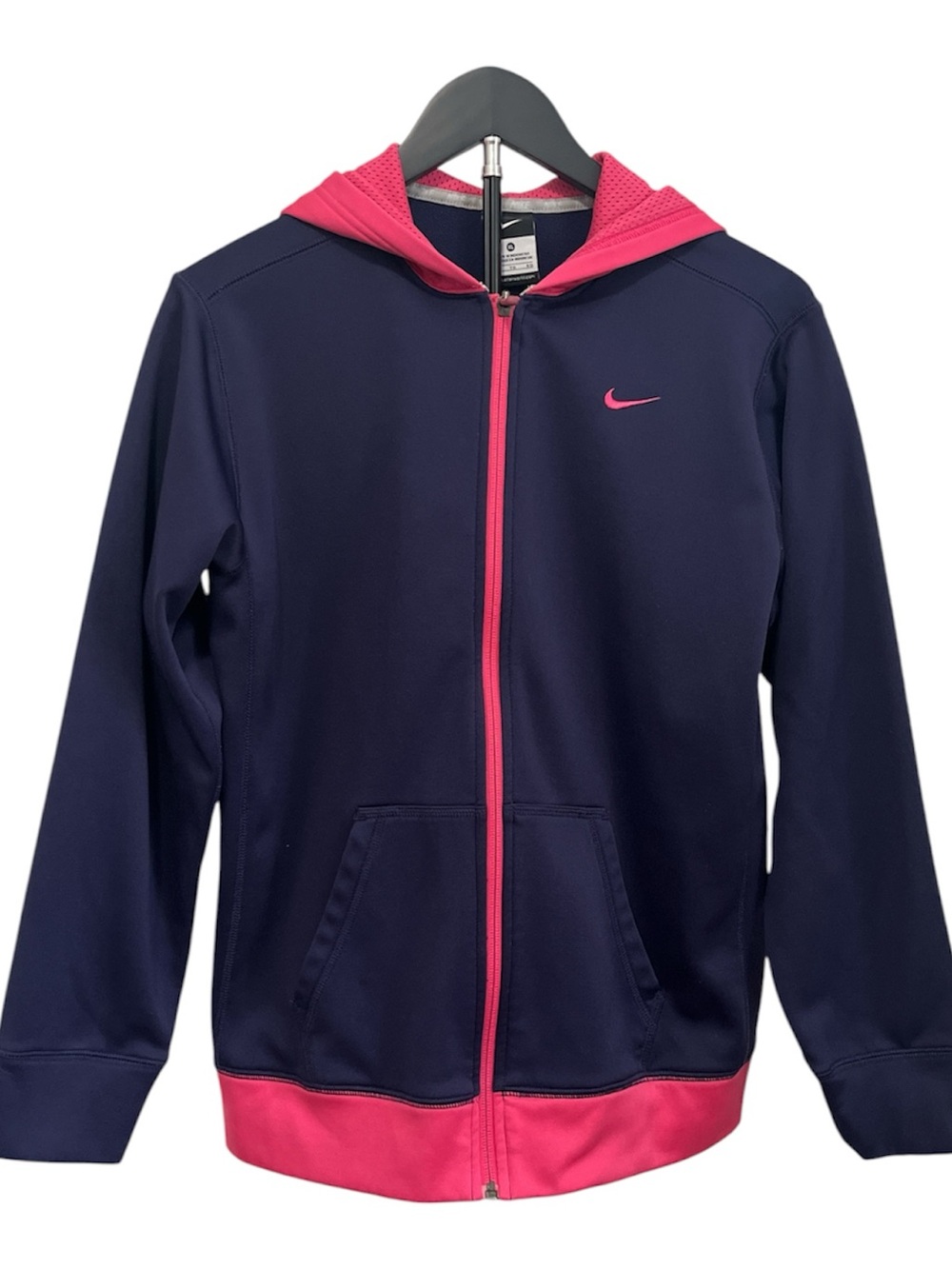 Nike Kids Navy and Hot Pink Full-Zip Hooded Sweatshirt